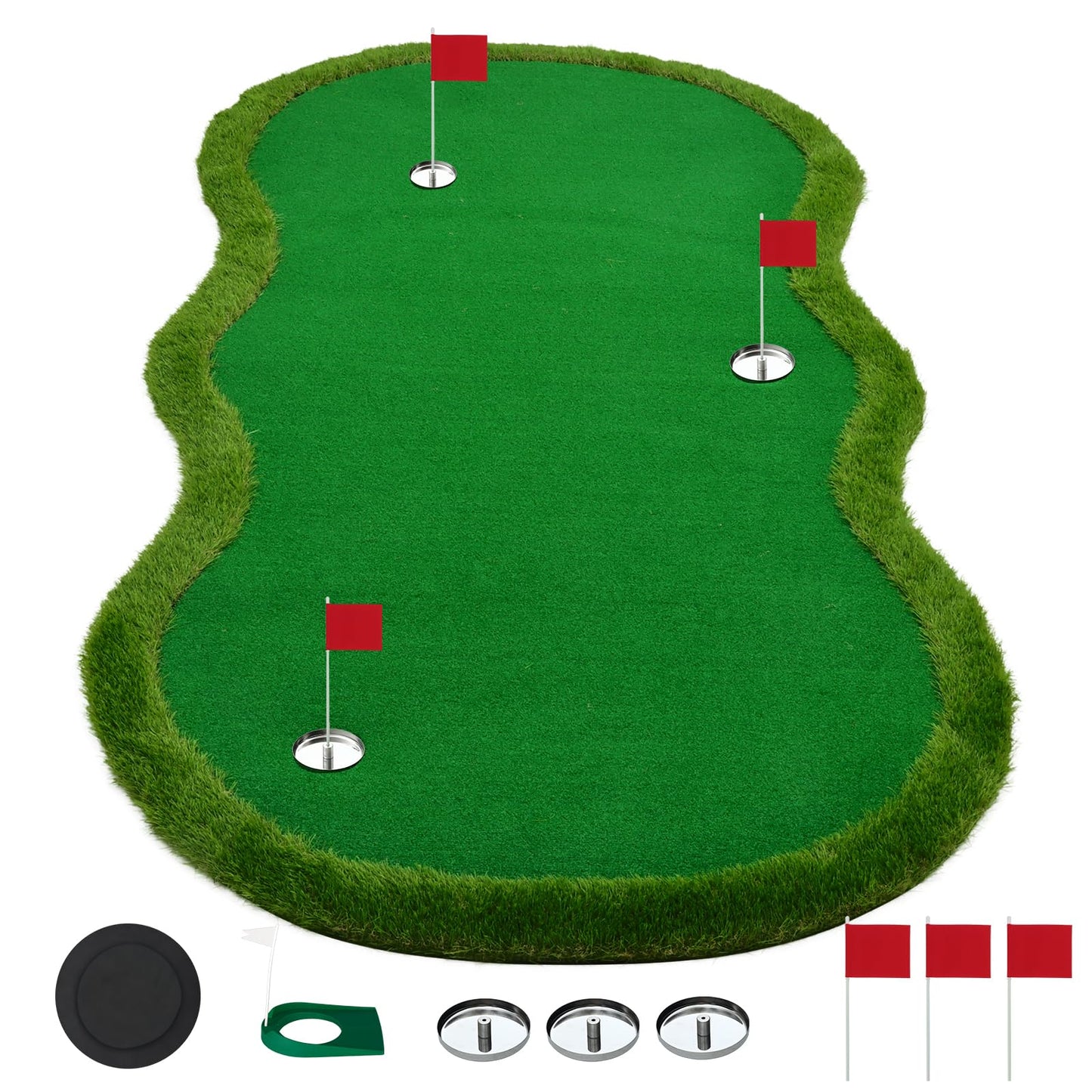 5ft x 10ft Golf Putting Green Mat with Training Accessories (Luxury Indoor Putting Green)