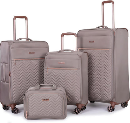 Softside 3 Piece Luggage Sets, 4 Piece Expandable Soft Sided Suitcase with Spinner Wheels, Lightweight Travel Set with Underseat Duffel Bag (16/20/24/28)