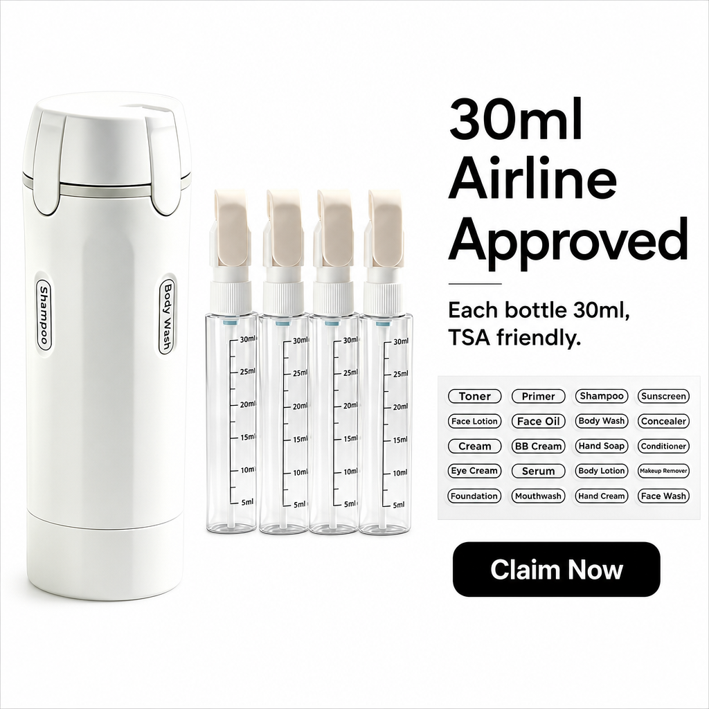 4 in 1 Travel Dispenser 4Pcs Travel Bottles Leak Proof Leakproof Travel Container for Lotion, Shampoo Conditioner Lotion 30ML