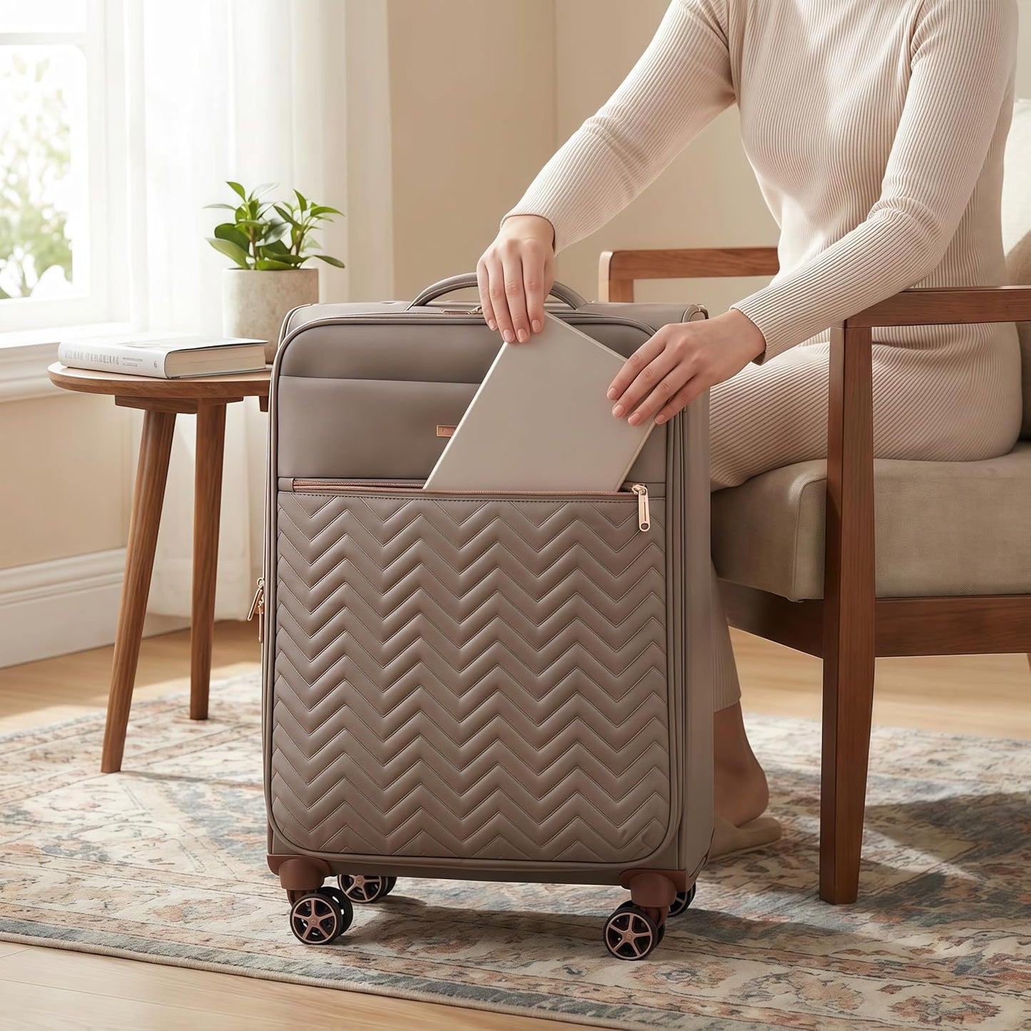 Softside 3 Piece Luggage Sets, 4 Piece Expandable Soft Sided Suitcase with Spinner Wheels, Lightweight Travel Set with Underseat Duffel Bag (16/20/24/28)