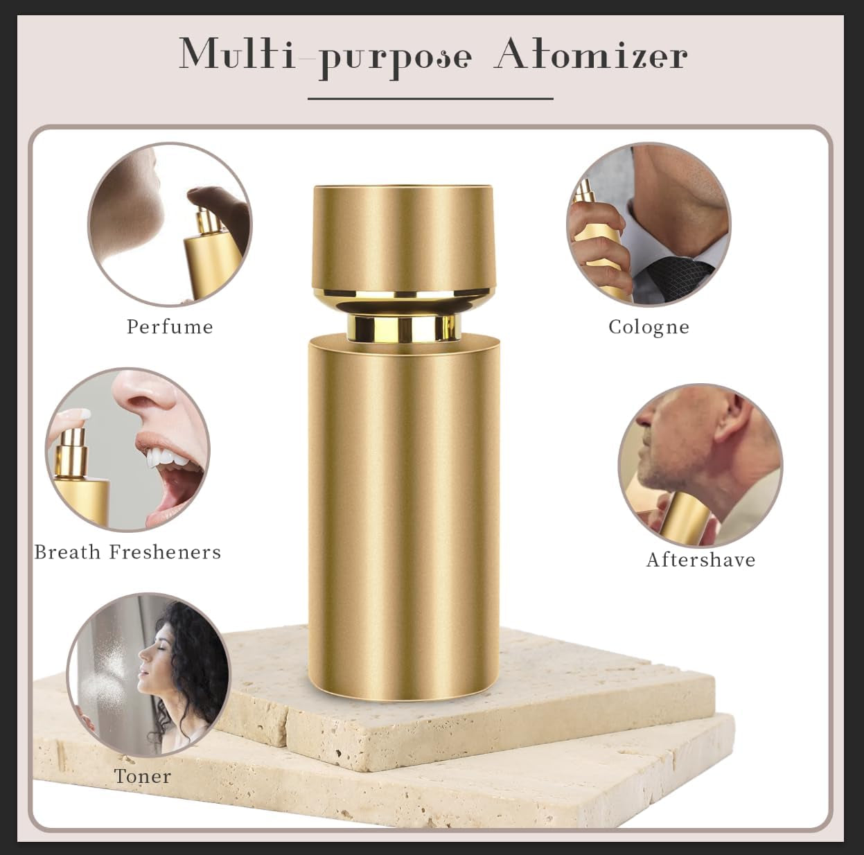 2Pcs 50Ml Glass Spray Bottle for Perfume,Refillable Travel Perfume Atomizer Bottles,Black&Gold Portable Cologne Atomizer Empty Bottle.(Black&Gold)