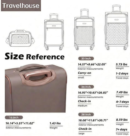 Softside 3 Piece Luggage Sets, 4 Piece Expandable Soft Sided Suitcase with Spinner Wheels, Lightweight Travel Set with Underseat Duffel Bag (16/20/24/28)