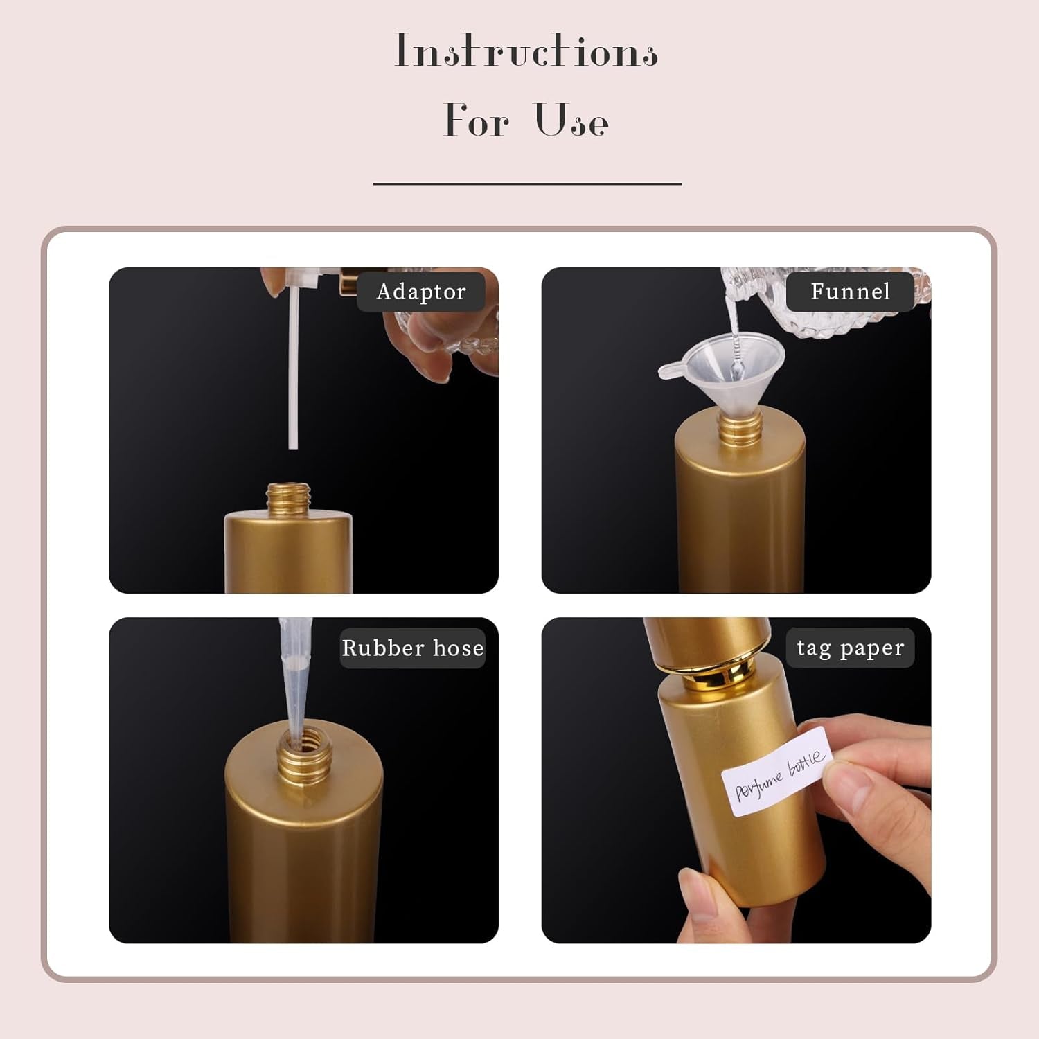2Pcs 50Ml Glass Spray Bottle for Perfume,Refillable Travel Perfume Atomizer Bottles,Black&Gold Portable Cologne Atomizer Empty Bottle.(Black&Gold)