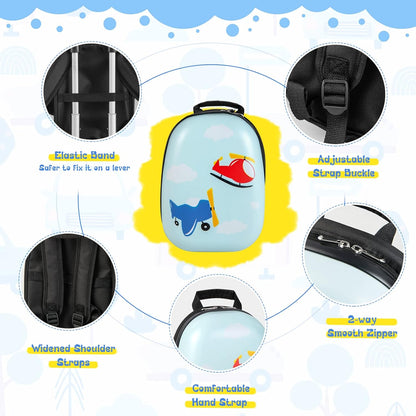 Kids Luggage, 12" Toddler Backpack & 16" Travel Suitcase with Wheels, Lightweight Toddler Girls Suitcase, Durable ABS Hardshell, 2Pcs Carry on Luggage Set for Boys Girls(Car)