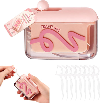 2026 Travel Floss Pick Dispenser Count Automatic Press Pop-Up Holder Sized Organizer Portable and Refillable for Home Dining Restaurant with 10 Picks (Pink（1Pc）)