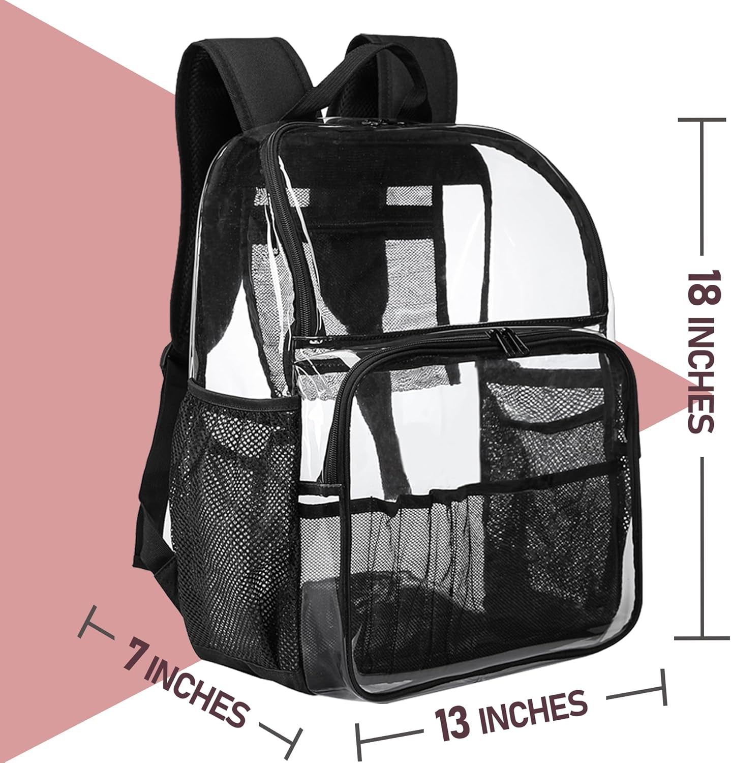 Clear Backpack,See through Backpack School Approved Heavy Duty Clear Backpack Transparent Bookbag for College Work Travel Security,Light Purple