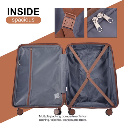 Luggage Set 6 Piece Hardside Suitcase TSA Lock Spinner Wheels 6 Pcs Hardshell Luggage with Duffel Bag.(White)