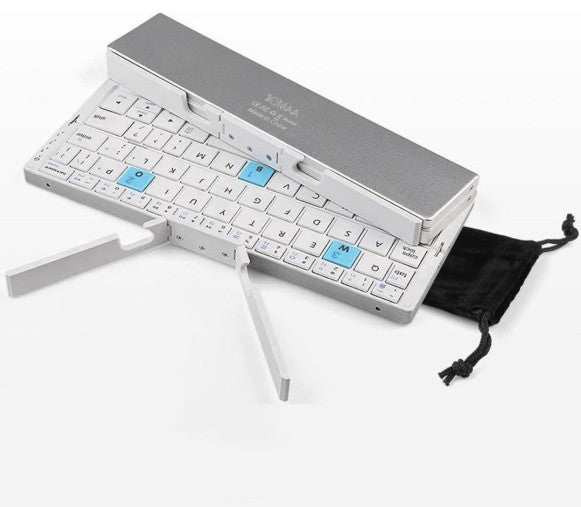 Foldable Bluetooth Keyboard with Magnetic Stand,Mini Keyboard for Tablet,Phones(White)