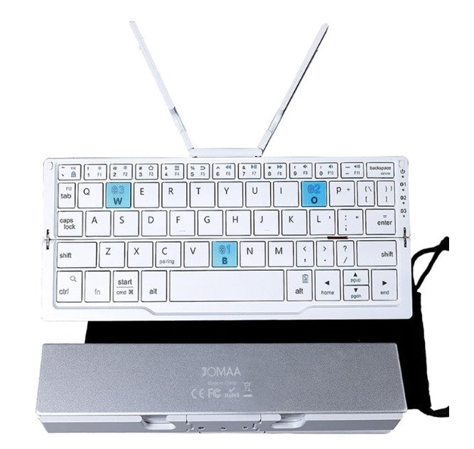 Foldable Bluetooth Keyboard with Magnetic Stand,Mini Keyboard for Tablet,Phones(White)