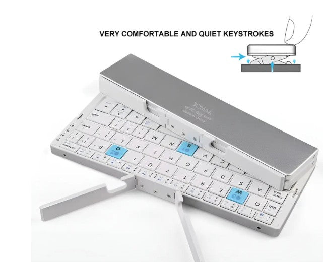 Foldable Bluetooth Keyboard with Magnetic Stand,Mini Keyboard for Tablet,Phones(White)