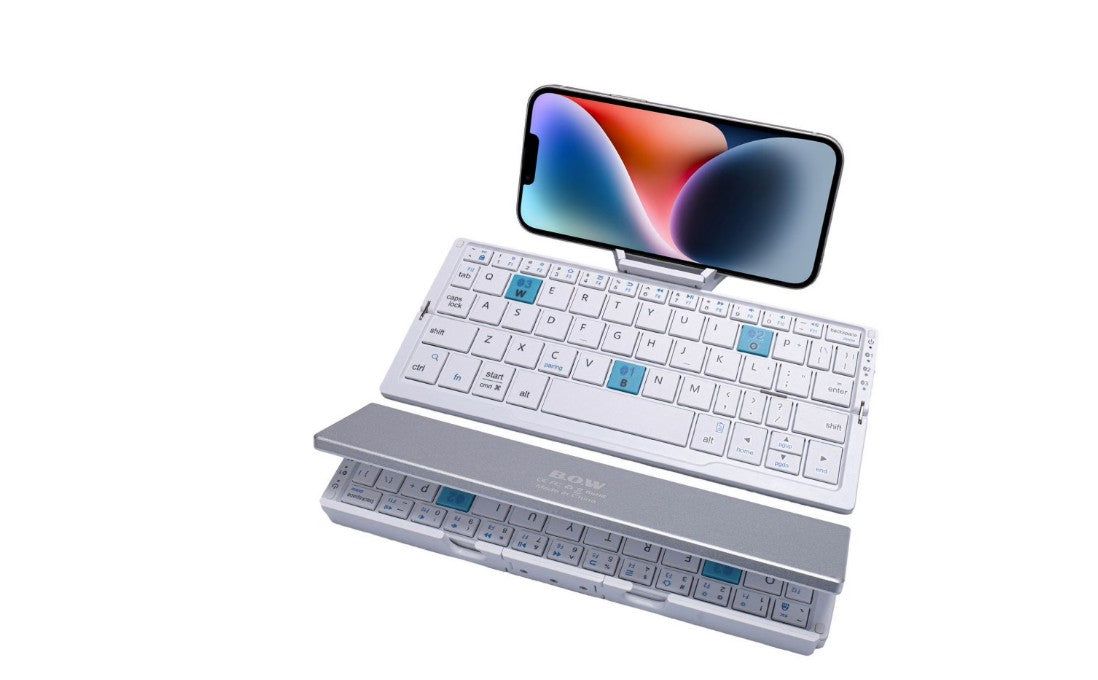 Foldable Bluetooth Keyboard with Magnetic Stand,Mini Keyboard for Tablet,Phones(White)