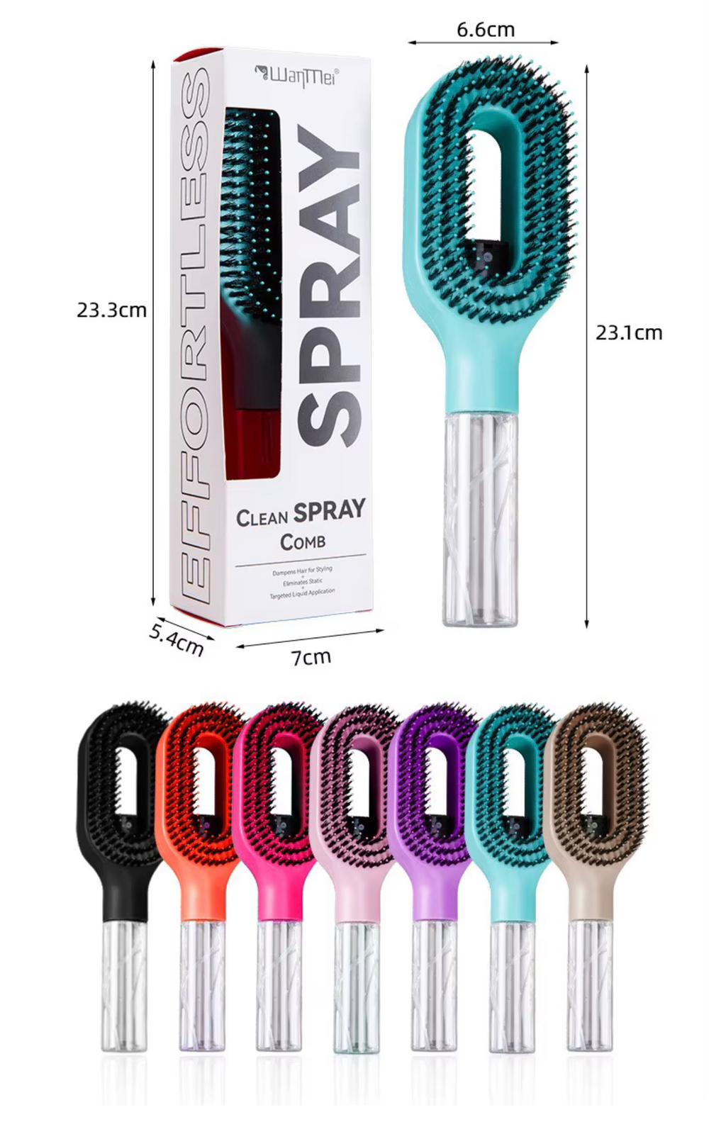 2-in-1 Spray Detangling Hair Comb – Fast Styling & Conditioning Mist Brush