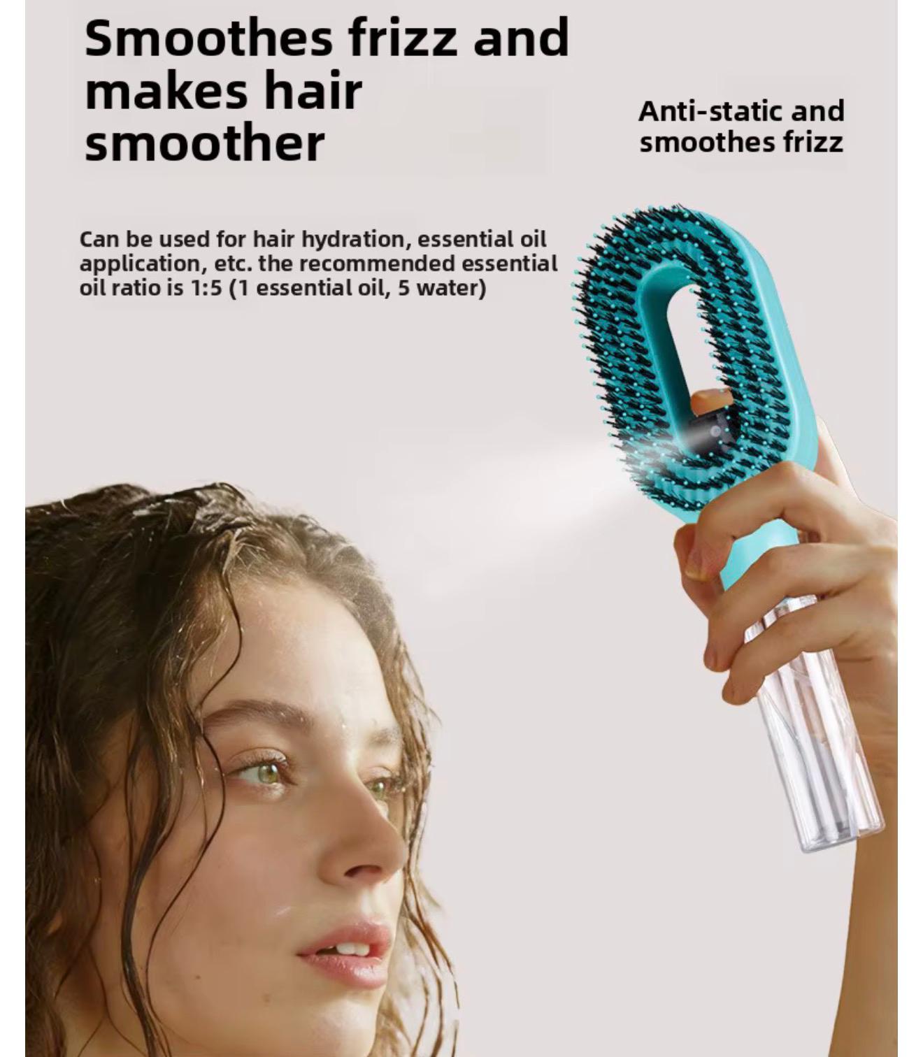 2-in-1 Spray Detangling Hair Comb – Fast Styling & Conditioning Mist Brush
