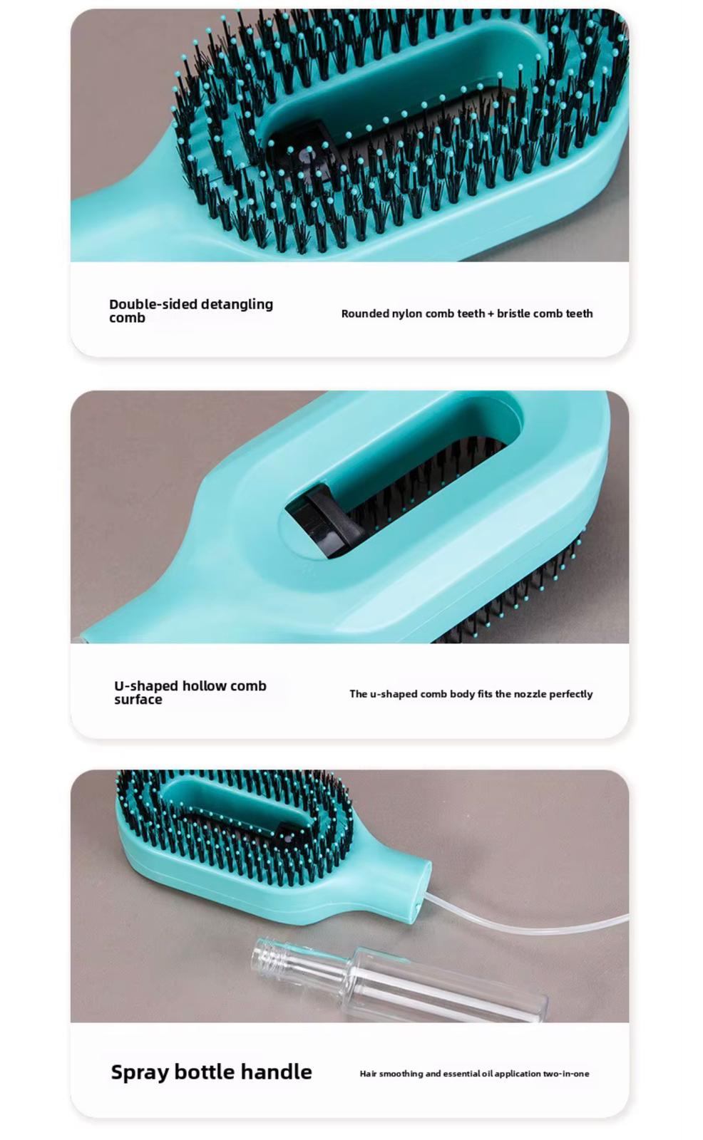 2-in-1 Spray Detangling Hair Comb – Fast Styling & Conditioning Mist Brush