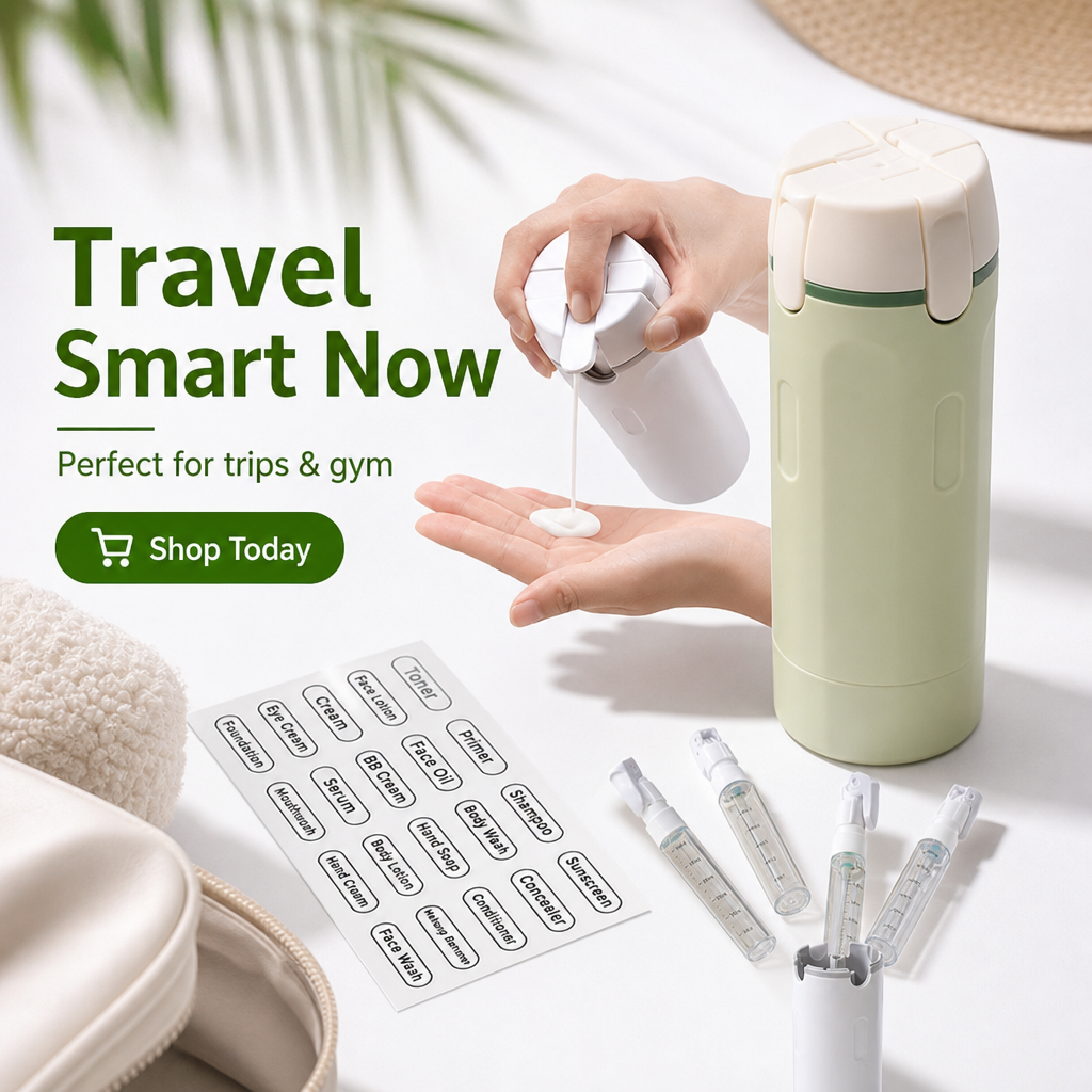 4 in 1 Travel Dispenser 4Pcs Travel Bottles Leak Proof Leakproof Travel Container for Lotion, Shampoo Conditioner Lotion 30ML