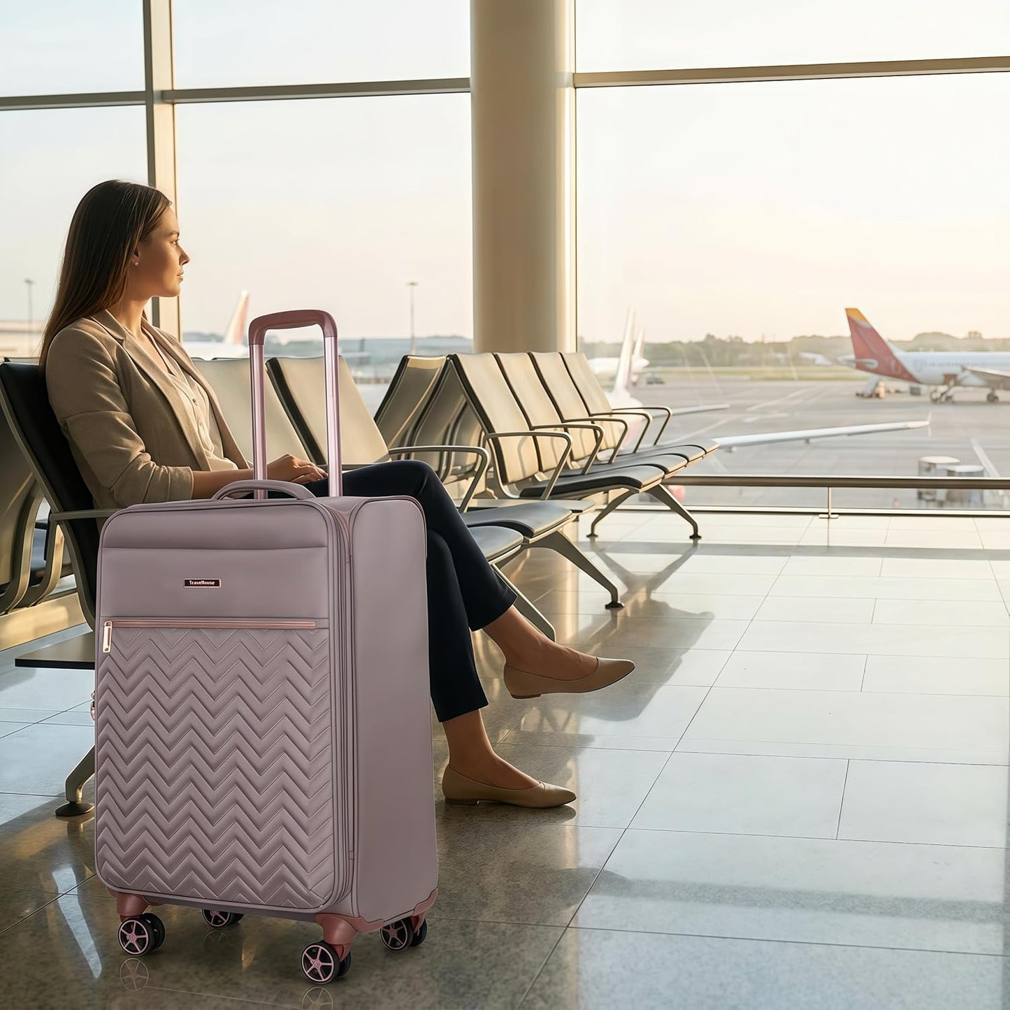 Softside 3 Piece Luggage Sets, 4 Piece Expandable Soft Sided Suitcase with Spinner Wheels, Lightweight Travel Set with Underseat Duffel Bag (16/20/24/28)