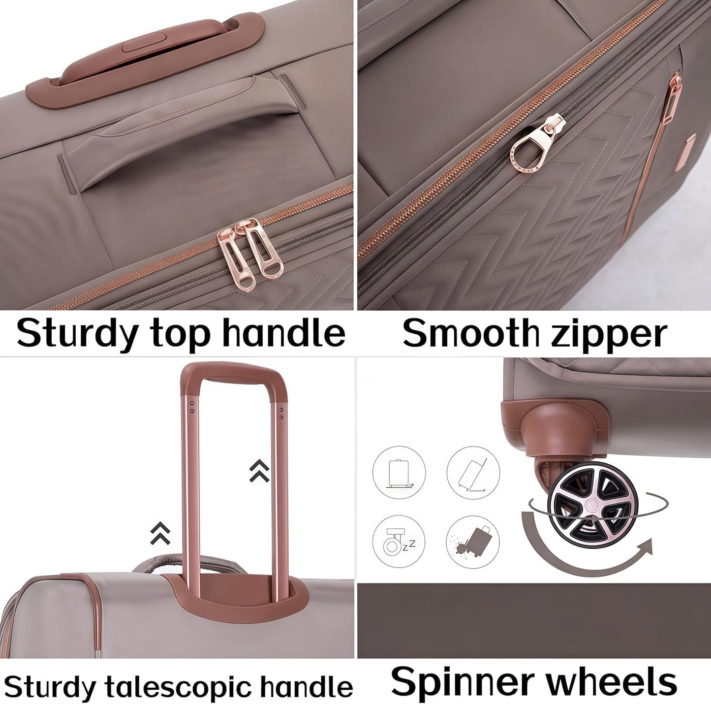 Softside 3 Piece Luggage Sets, 4 Piece Expandable Soft Sided Suitcase with Spinner Wheels, Lightweight Travel Set with Underseat Duffel Bag (16/20/24/28)