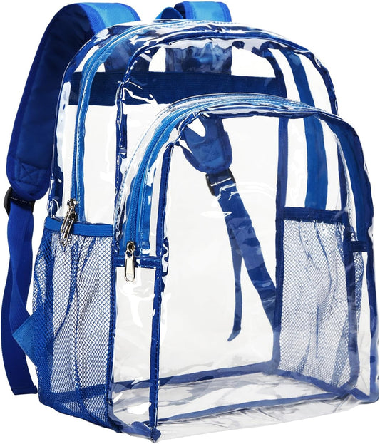 Clear Backpack Heavy Duty - Clear Backpacks for School Transparent Bookbag for Girls Boys Large See through Bag for Work, College, Concert - Blue