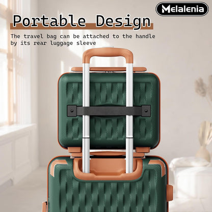 7-Piece Hard Shell Luggage Set with Spinner Wheels and TSA Lock, Lightweight Travel Duffel Bag for Men and Women, Green and Brown