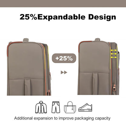 Softside 3 Piece Luggage Sets, 4 Piece Expandable Soft Sided Suitcase with Spinner Wheels, Lightweight Travel Set with Underseat Duffel Bag (16/20/24/28)