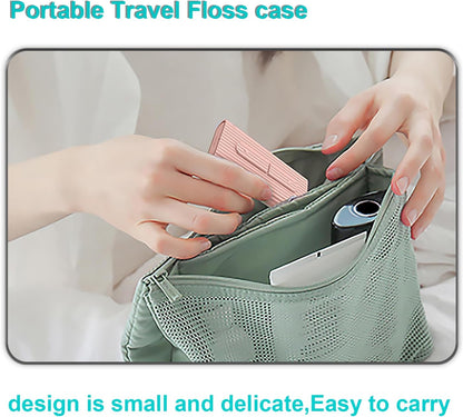 Portable Dental Floss Dispenser 2 Box, Portable Floss Picks Case with Adult Floss Sticks 80 Count,Flossers Toothpicks Boxs Perfect for Home,Travel Cleaning Teeth Oral Care Best Tool(Pink)