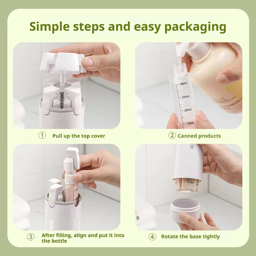 4 in 1 Travel Dispenser 4Pcs Travel Bottles Leak Proof Leakproof Travel Container for Perfume Shampoo Conditioner Lotion 30ML